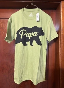 Papa Bear Men's Small Crew Neck SS Regular Fit Green T-Shirt - Picture 1 of 4