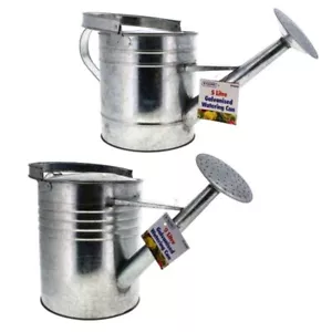 Galvanised Metal Watering Can Silver Watering Rose Steel Garden Plants Bucket - Picture 1 of 14