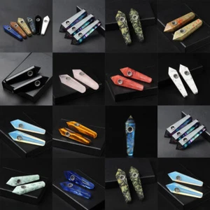 Natural Quartz Crystal Point Wand Smoking Pipe Healing Stone Obelisk Hookah Gift - Picture 1 of 438