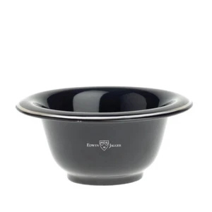 EDWIN JAGGER Black Porcelain Shave Shaving Soap Bowl with Silver Rim NEW - Picture 1 of 1