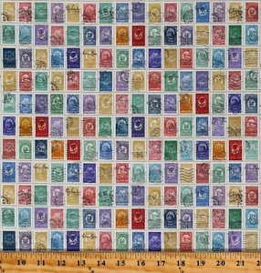 Cotton Stamps Travel World Postage Mail Fabric Print by the Yard D588.55 - Picture 1 of 1