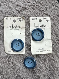 3 La Petite Blue Vintage Buttons Size 44 (1 1/8”) - Picture 1 of 2