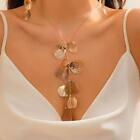 Womens Sexy and Fashionable Gingko Leaf Tassel Necklace Retro Dinner Necklace