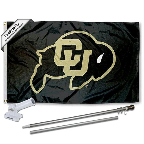 Colorado Buffaloes Black Flag Pole and Bracket Gift Package Cover
