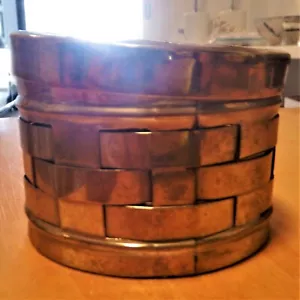 Vintage Messing und Glas Schmuckstück oder Schmuckschatulle mit Schwanenätzung oben - Bild 1 von 5