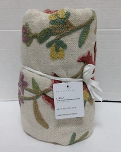 Pottery Barn Liana Crewel Embroidered Cotton Linen Table Throw tablecloth 50x50 - Picture 1 of 4