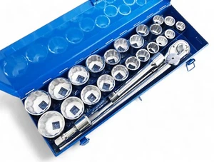 Juego de enchufes de accionamiento de 3/4" 27 piezas - Kit de herramientas de alta resistencia métrico e imperial MM AF 12Pt - Imagen 1 de 7