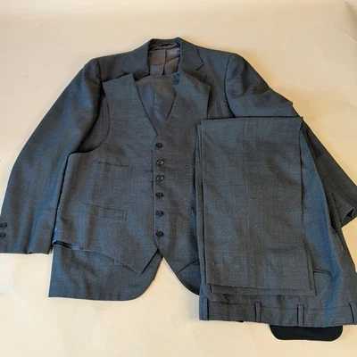 De Colección Brooks Brothers Para Hombres 3 Piezas Traje Gris Mezcla de Lana Chaqueta Chaleco Pantalones Foto 1 de 4