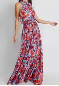 PatBo Cherry High Neck Maxi Dress NEW $860 Sz 8 - Picture 1 of 5