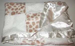 COCALO Baby Blanket Ivory Cream Giraffe Animal Print Patchwork Block Plush Satin - Picture 1 of 5