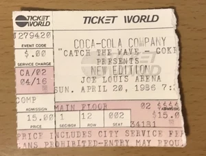 1986 NEW EDITION ALL FOR LOVE DETROIT CONCERT TICKET STUB COOL IT NOW CANDY GIRL - Picture 1 of 2