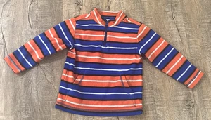 Hanna Andersson Colorful 4t 100 Fleece 1/4 Zip Pullover Boy Girl Orange Blue Top - Picture 1 of 2