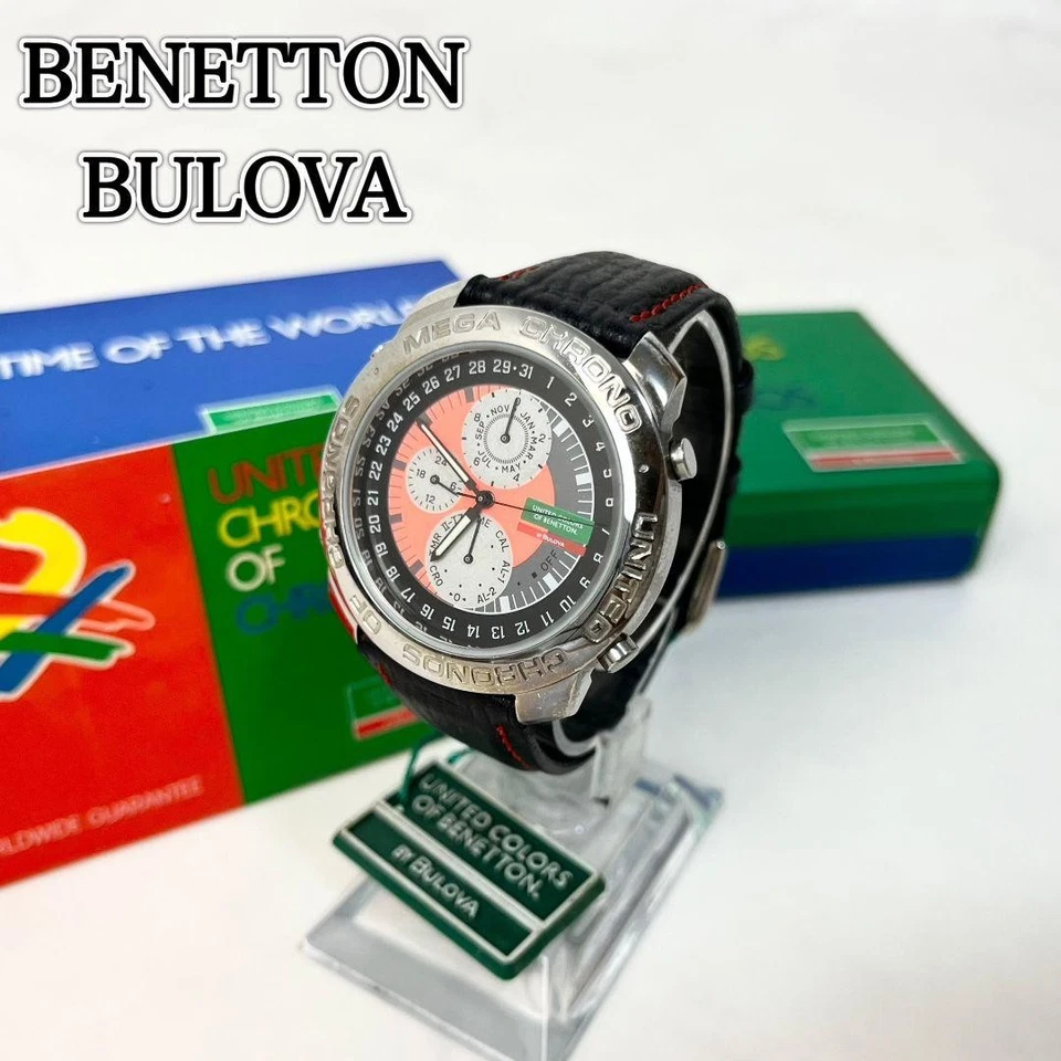 Reloj cronógrafo Benetton Bulova BN101 Japón esfera plateada 43 mm analógico Foto 1 de 4