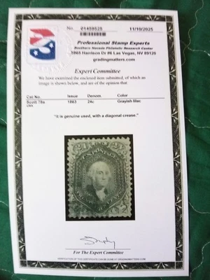 U.S. Stamp Of 1862, 24¢ Washington with PSE Certificate. - Image 1 of 2