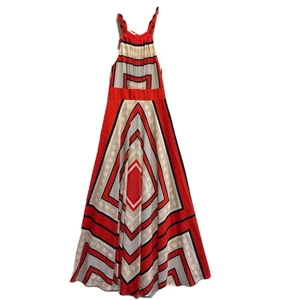 Eliza J Scarf Print Fit & Flare Maxi Long Dress High Neck Pleated Halter Size 8 - Picture 1 of 16