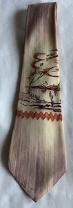 Corbata vintage pintada a mano Calif. pájaros corbata peregrinos, lago mediados de siglo 4 1/4 - Imagen 1 de 9