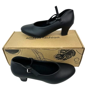 Diva Character Dance Shoe Women's UK Size 5 Black Ankle Strap Buckle Block Heel - Picture 1 of 11