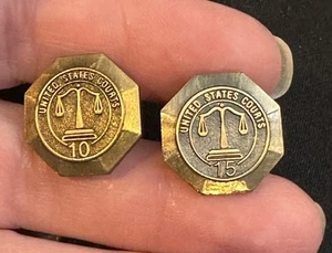 Paar United States Courts 10 & 15 Jahre Service Pin Bundesjustiz - Bild 1 von 2