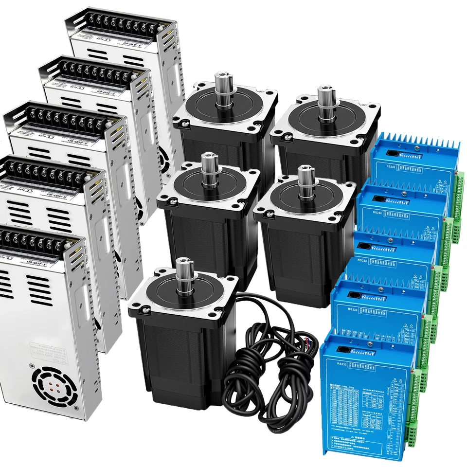 Kit de fuente de alimentación de controlador de servomotor híbrido 86 pasos circuito cerrado NEMA34 1/5 ejes NEMA34 Foto 1 de 4