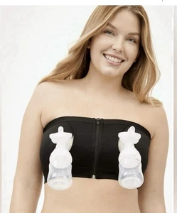 Joyspun Women's BlackMaternity Hands-Free Nursing Pumping Bandeau Bra, Size XXL - Picture 1 of 7