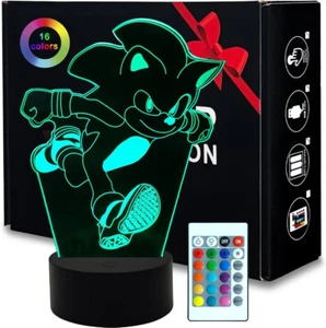 Veilleuse Lampe 3D Sonic LED + télécommande 16 couleurs et variateur d'intensité - Picture 1 of 8
