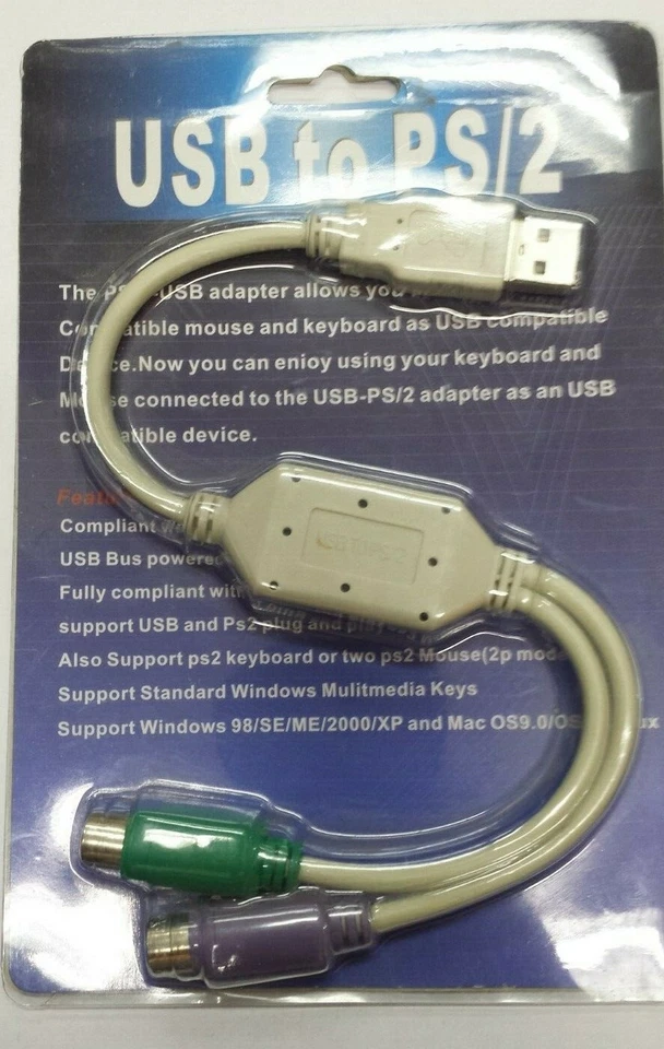 Cavo da USB A to PS2 connettore 6p convertitore adattatore per pc mouse tastiera - Immagine 1 di 1