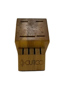 Cutco 8 Slot Solid Honey Oak Knife Block Wood Cutlery Storage Made In USA - Picture 1 of 5