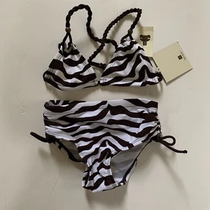 NWT Baby Gap Girls 2pc Zebra Print Striped Swimsuit Bikinis 4 Years UPF40+ - Picture 1 of 5