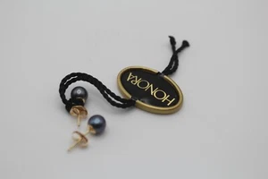 Honora Ohrstecker 14K Gold 5,8 mm Süßwasser lila Perle Bin9a - Bild 1 von 5