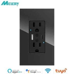 Tuya Wifi Enchufe de Pared USB Tipo C Toma de Carga Receptáculo Alexa Google Hogar Inteligente - Imagen 1 de 15