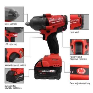 Milwaukee Mid-Torque Impact Professional Wrench 18V Lithium Battery Electric - Picture 1 of 6
