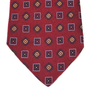 DANIEL CREMIEUX Red Burgundy Geometric Elegant Silk Tie Handmade Necktie 62" L - Picture 1 of 9