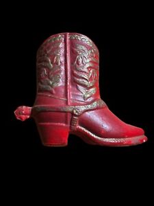 Bottes de cow-boy vintage 2 pouces haute résine rouge et or botte rodéo porte-stylo de bureau