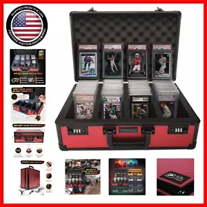 Lightweight Red Graded Card Case with 4 Compartments for Sports Card Storage - Picture 1 of 10
