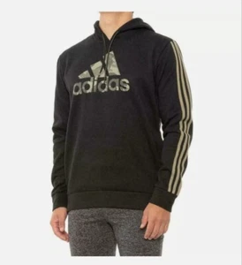 Adidas Men's Essentials Camo Badge of Sport 3-Stripes Hoodie Black Large/X-large - Picture 1 of 8
