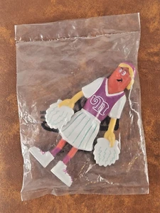 Juguete de comida para niños Nathan's Hot Dog 1994 The Franksters Bendie Cheerleader nuevo en paquete - Imagen 1 de 2