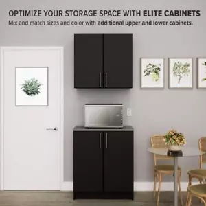 Prepac Office Storage Cabinet 36.75" x 32" x 18" Adjustable Shelve Storage Black - Picture 1 of 10