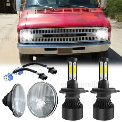 Faros LED de 7" Hi-Lo Halo DRL para camioneta Dodge B100 1971 1972 1973 1974 2 piezas Foto 1 de 4