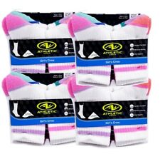 Girls Crew Socks Athletc Works 6 Pair Size 6-10 1/2