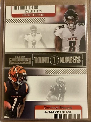 Ja’Marr Chase/ Kyle Pitts RC 2021 Contenders Round Numbers #RN-KPI - Image 1 of 2