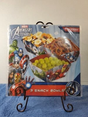 Juego de 2 cajas de bocadillos de fiesta 3 piezas MARVEL AVENGERS ENSAMBLAR Iron Man cuencos de bocadillos Foto 1 de 4