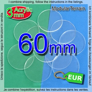 3mm Clear Acrylic 60mm Round Base War Hammer 40k Age Of Sigmar - Imagen 1 de 12