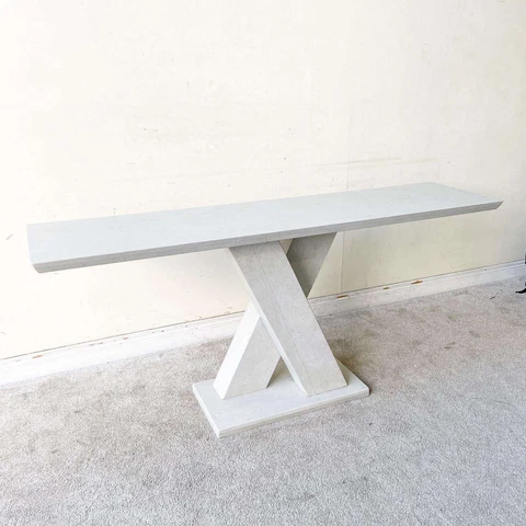 Light Gray Marble X Base Console Table Cover