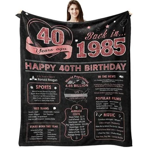 40th Birthday Blanket Women Turning 40 Gift for Mom Wife Sister Friends 60"x50" - Picture 1 of 7