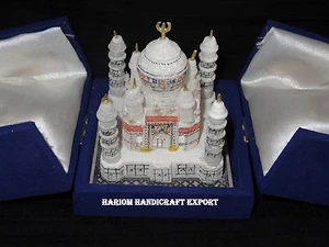 3" Lot 5 Stck. Alabaster Marmor Luxus Box Intarsien Taj Mahal Sammlerstück Liebe Geschenke - Bild 1 von 3