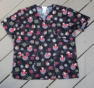SB Scrubs Damen Medium Weihnachten Medizinisches Peeling Weihnachtsmann Bäume Schneeflocken - Bild 1 von 3