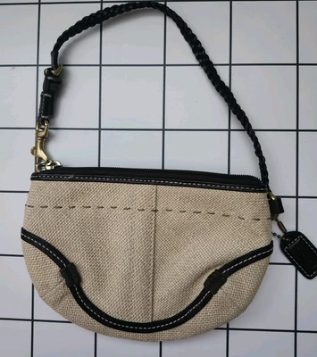  Coach винтажный новый без ценников Rafia соломенный коричневый кожаный отделочный кошелек с ремешком 7 дюймов оригинал. $98 - Изображение 1 из 4