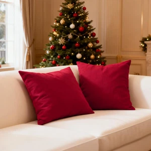 Set Di 2 Federe per Cuscini in Cotone I 18X18 in (45X45 Cm) - Profondo Rosso I S - Foto 1 di 12