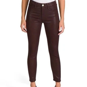 Pantaloni skinny 7 For All Mankind marroni rivestiti in ecopelle taglia 26 nuovi con etichetta! - Foto 1 di 7