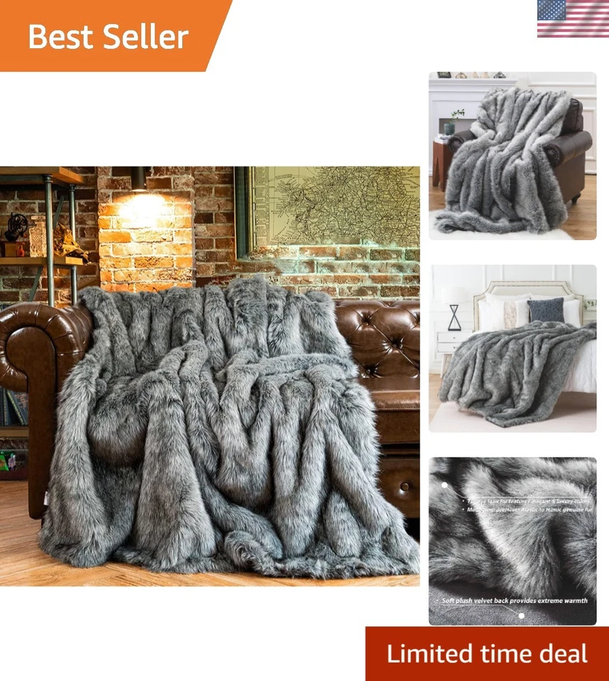 Elegante cobertor de bebidas reversível de pele sintética - 50x60" com estilo animal print - Imagem 1 de 4